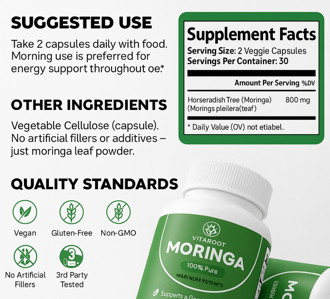 VitaRoot Moringa Capsules (60pcs - 1 Month Supply)