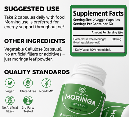 VitaRoot Moringa Capsules (60pcs - 1 Month Supply)